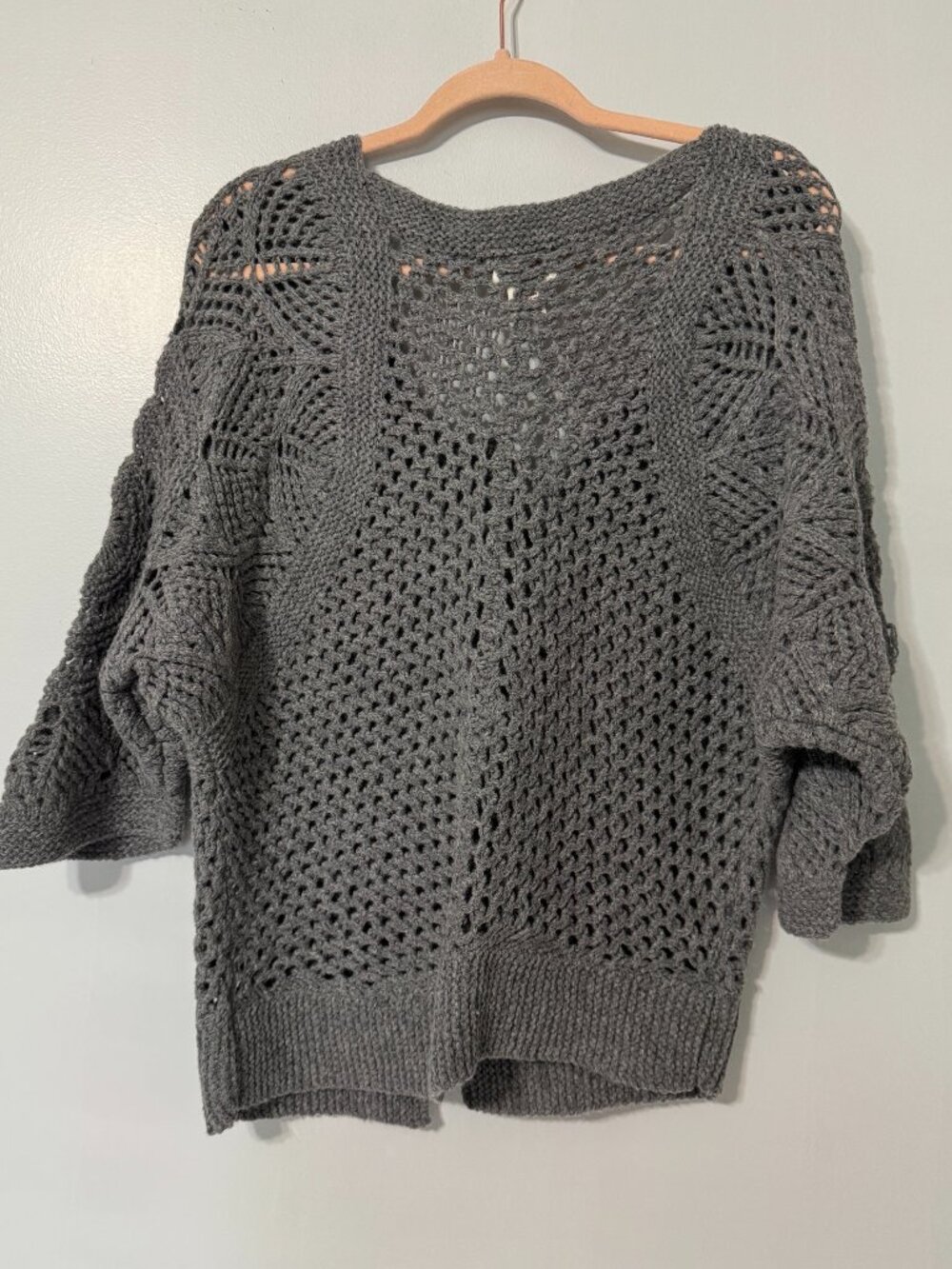 SUNDANCE Gray Open Knit Bolero Cardigan - Picture 2 of 7